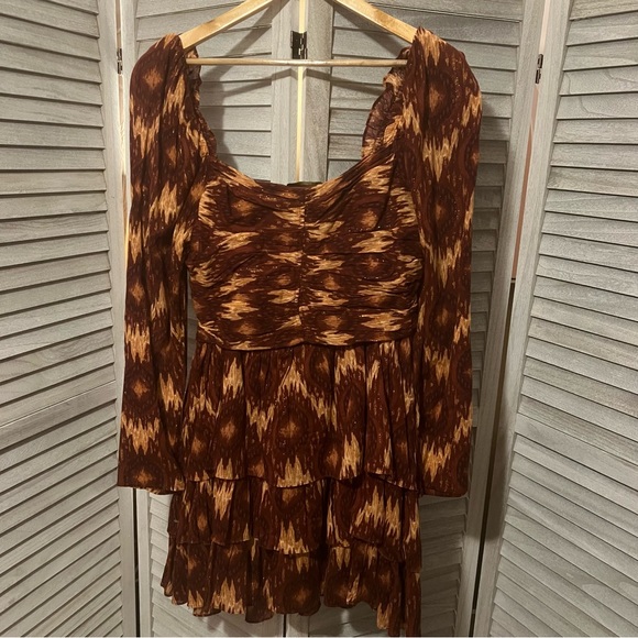 House of Harlow 1960 x REVOLVE Cotton Dress Long Sleeve Brown Size Large NWOT - Picture 5 of 8